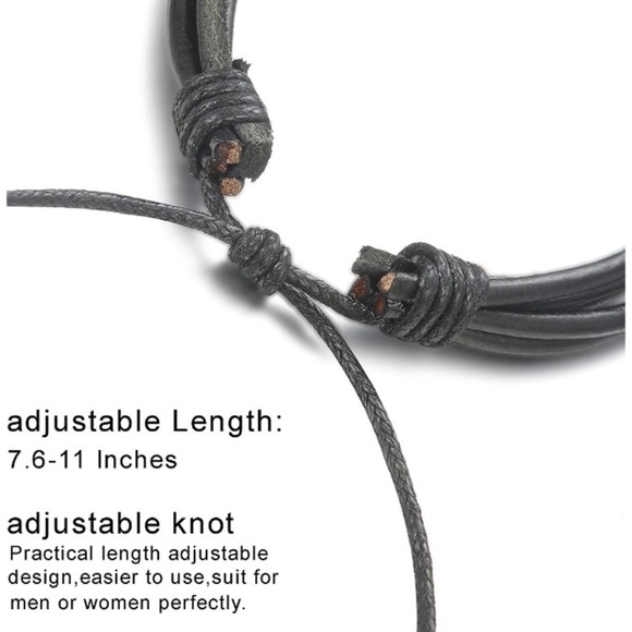 Men’s Black Leather Braided Bracelets ~ Set of 3 - Picture 3 of 3